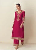 Deep Magenta Chinnon Silk Salwar Suit