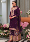 Deep Wine Multi colored Embroidery Palazzo Suit