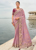Lavender And Wine Multi Embroidery Saree