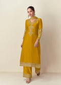 Mustard yellow Chinnon silk salwar suit