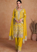 Yellow Multi Embroidery Pant Style Suit