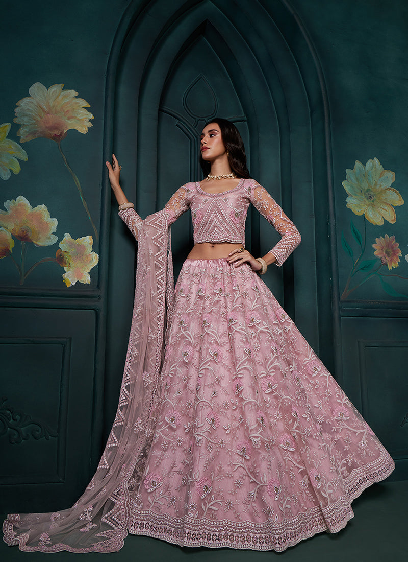 Light Purple Lucknowi Embroidery Festive Lehenga Choli