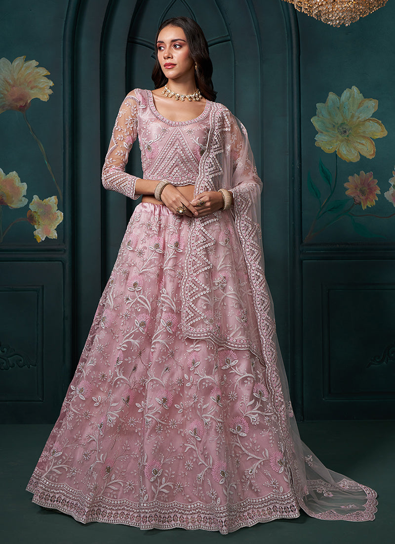 Light Purple Lucknowi Embroidery Festive Lehenga Choli