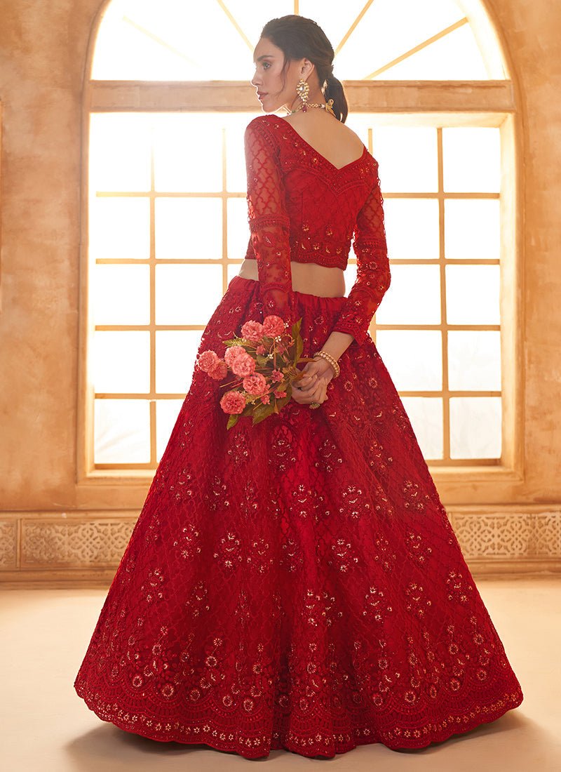 Red Embroidered Lehenga Choli