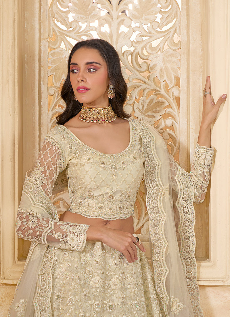 Off White Embroidered Lehenga Choli