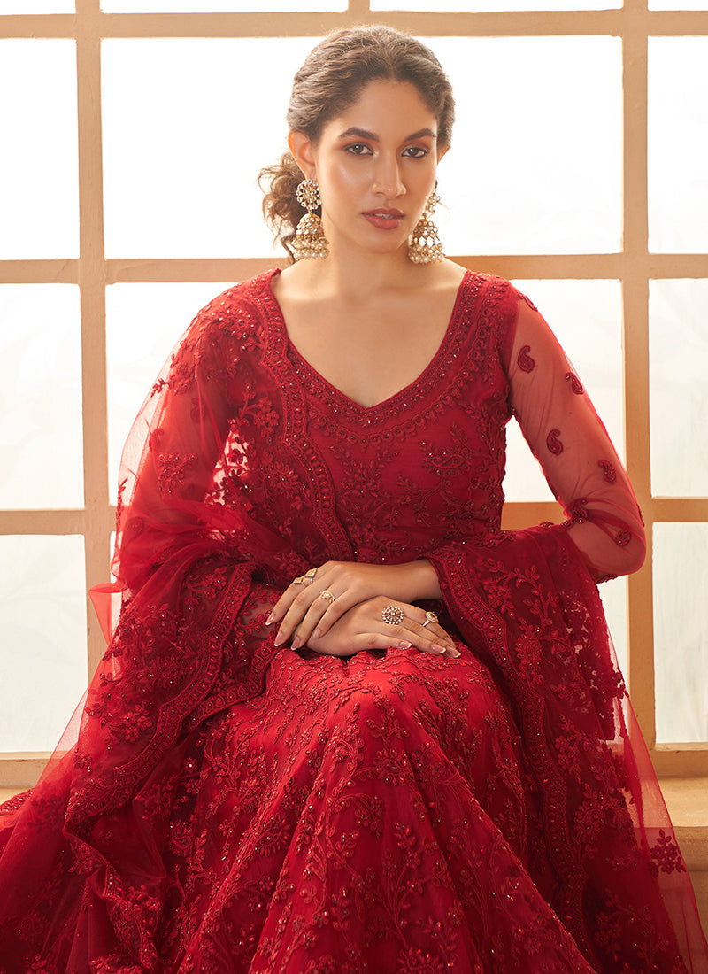 Red Embroidered Lehenga Choli