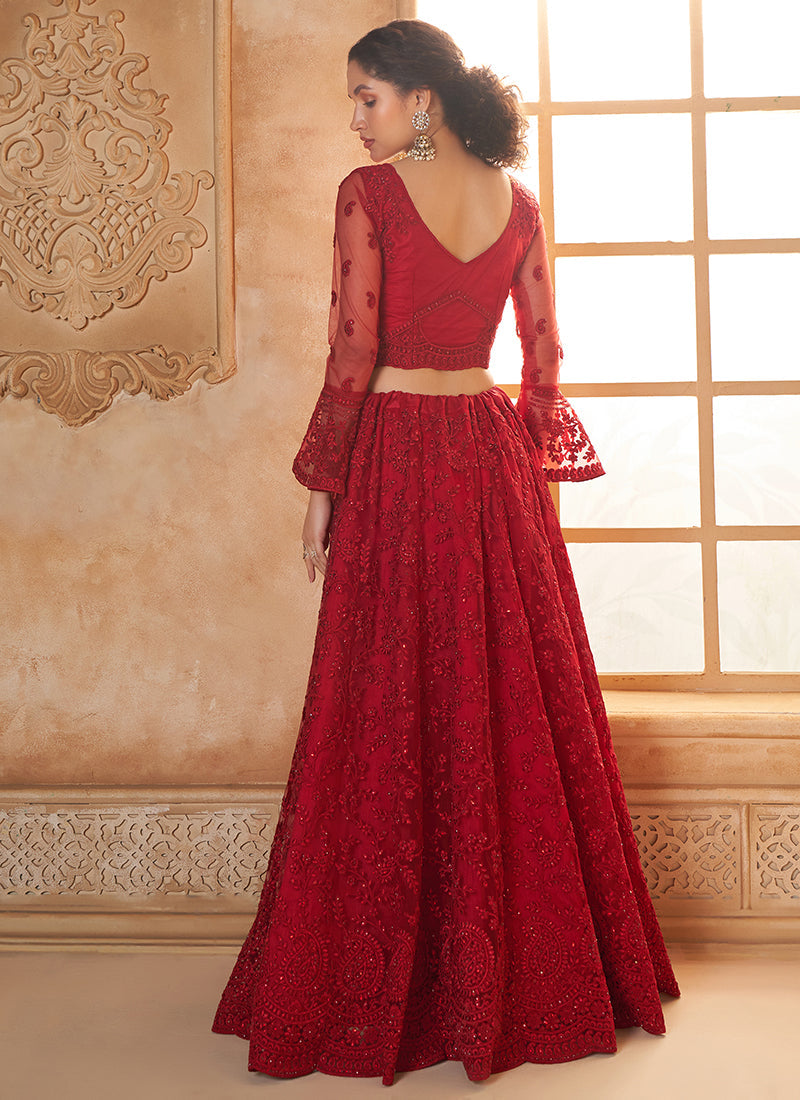 Red Embroidered Lehenga Choli