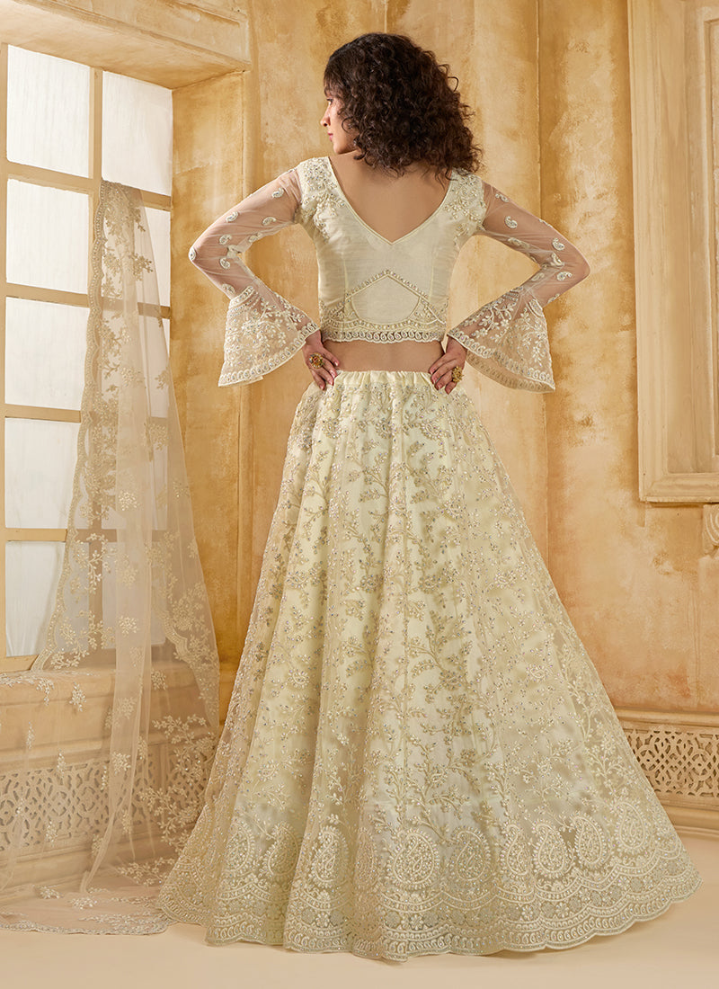 Cream White Embroidered Lehenga Choli