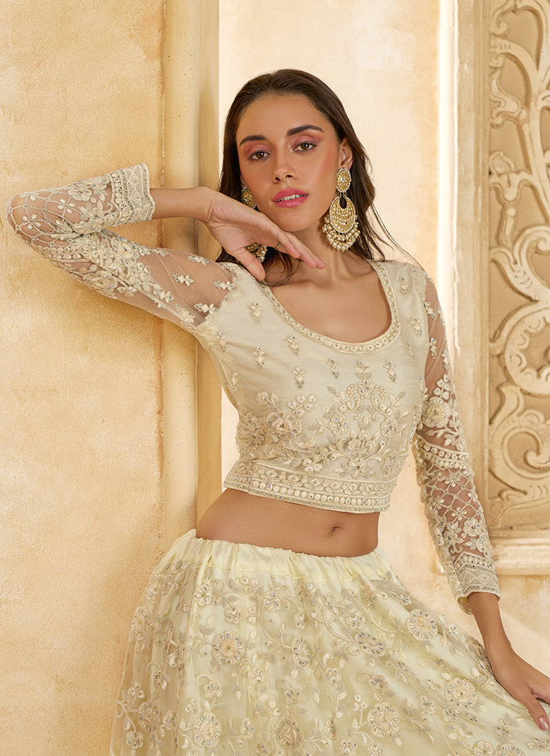 Pearl White Embroidered Lehenga Choli