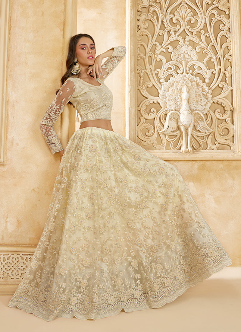 Pearl White Embroidered Lehenga Choli