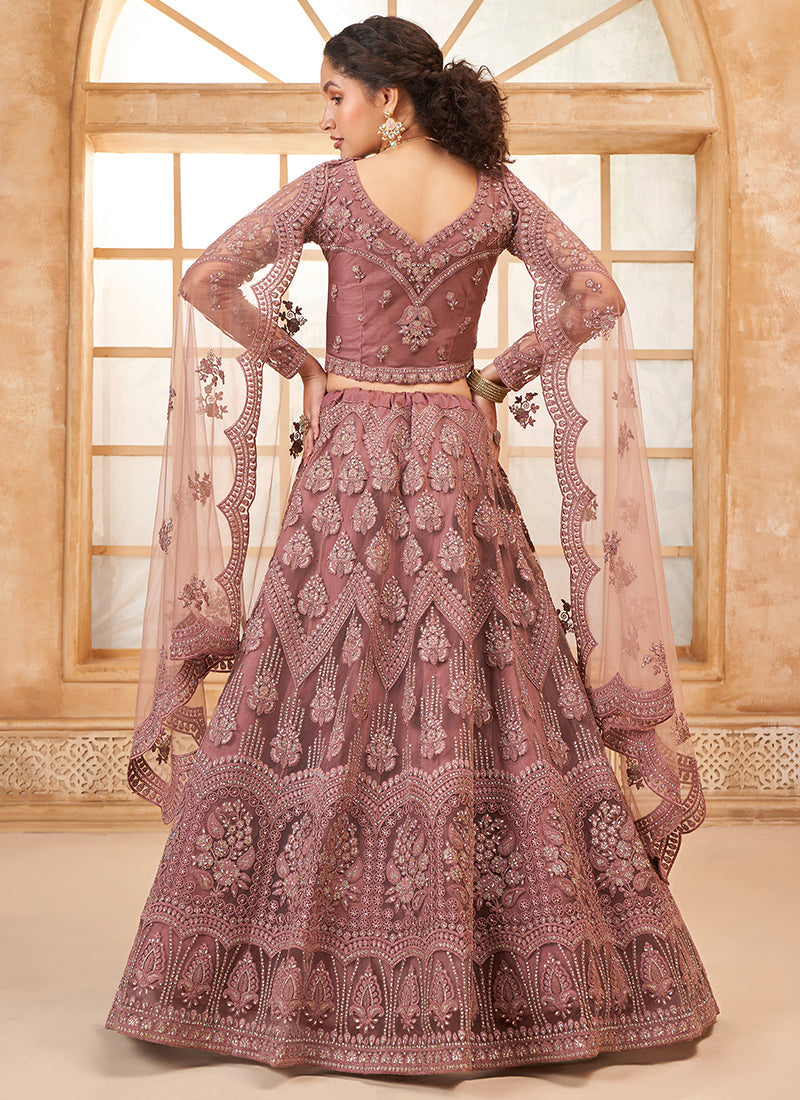 Mauve Purple Embroidered Lehenga Choli