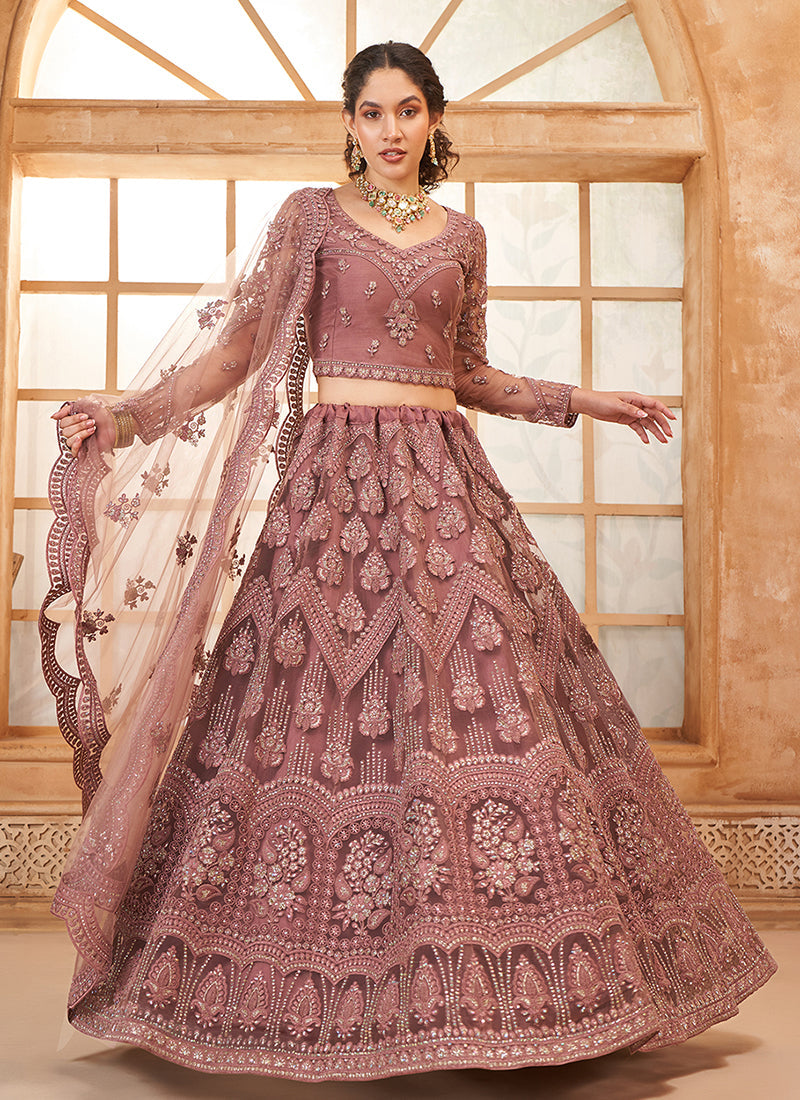 Mauve Purple Embroidered Lehenga Choli