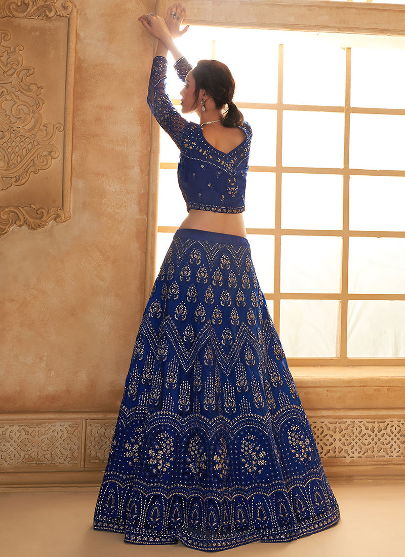 Royal Blue Embroidered Lehenga Choli