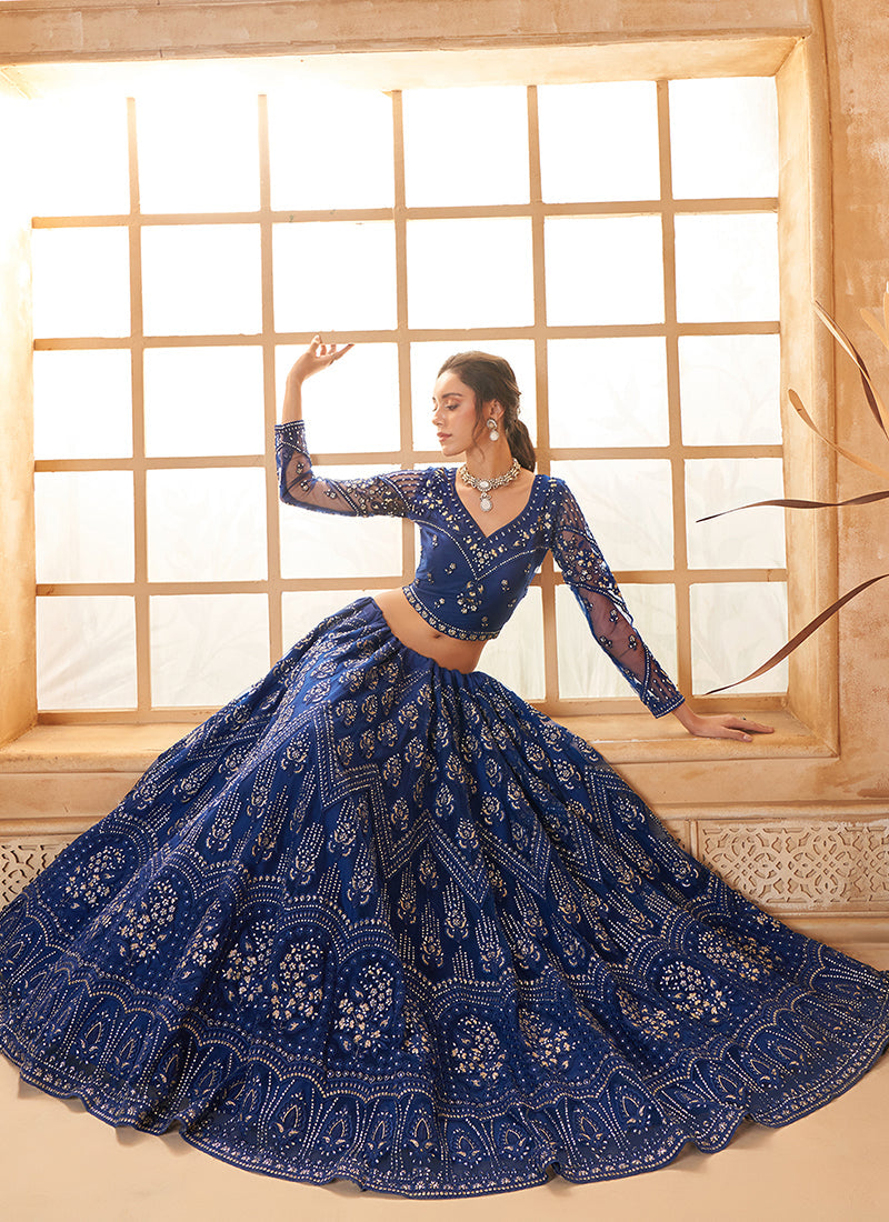 Royal Blue Embroidered Lehenga Choli