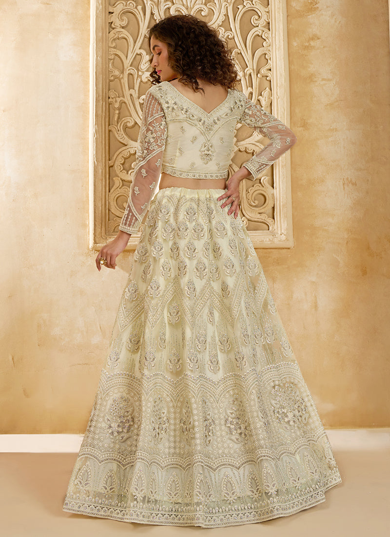 Ivory Beige Embroidered Lehenga Choli