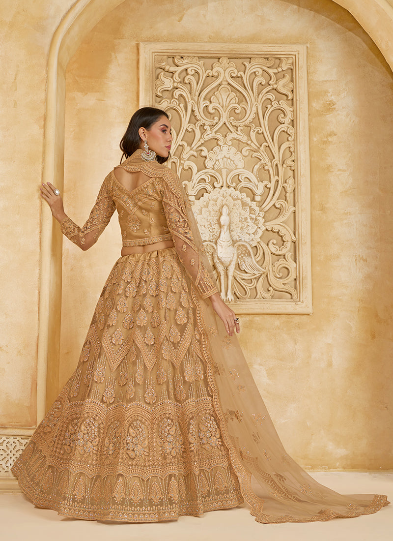 Biscuit Beige Embroidered Lehenga Choli