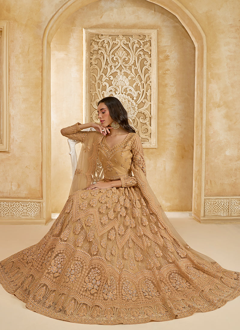 Biscuit Beige Embroidered Lehenga Choli