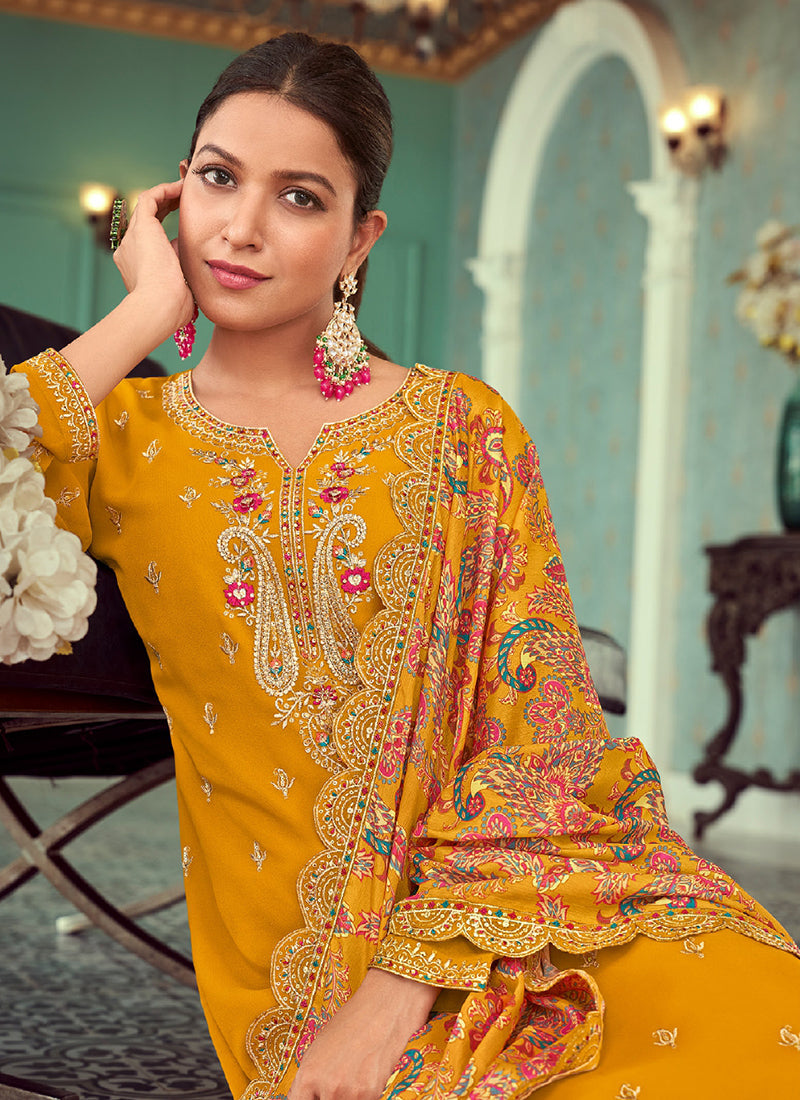 Yellow Multicoloured Embroidery Casual Salwar Kameez