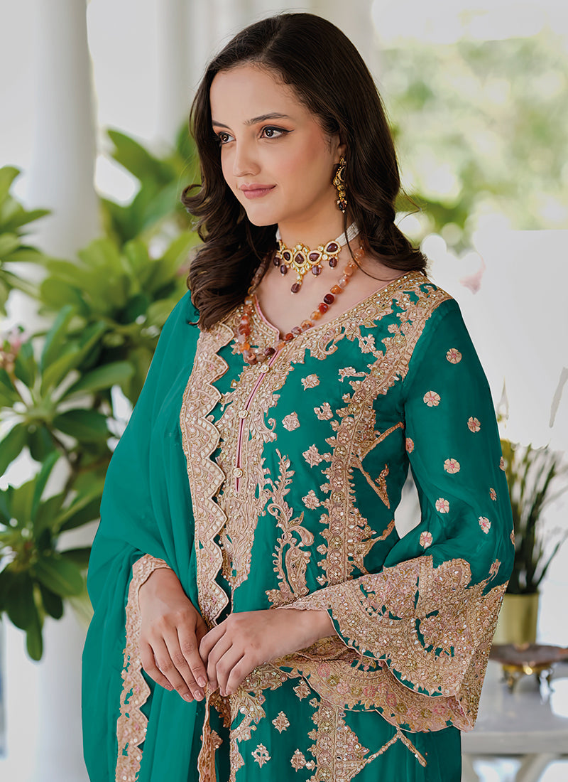 Turquoise Multi Embroidery Salwar Kameez Suit