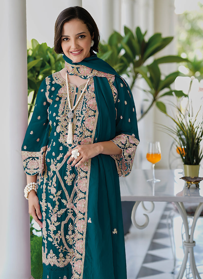 Deep Green Multi Embroidery Salwar Kameez Suit