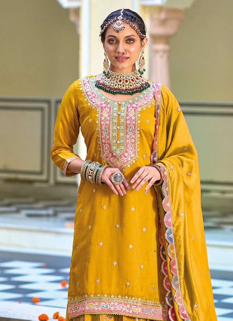 Yellow Multi Embroidery Festive Lehenga Kurti