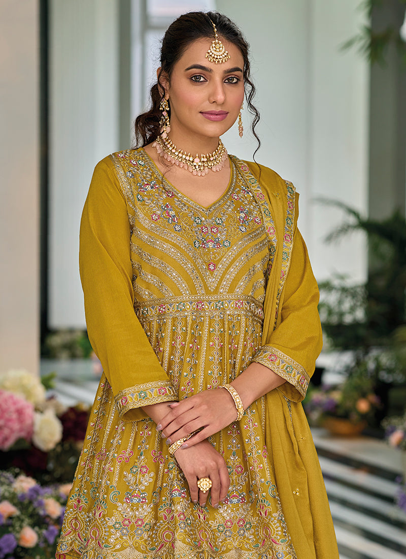 Yellow Multi Embroidery Sharara Style Suit