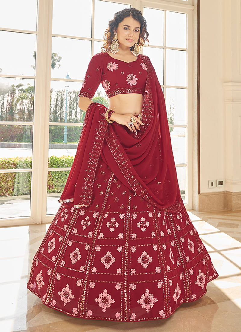 Bridal Red Multi Embroidery Lehenga Choli