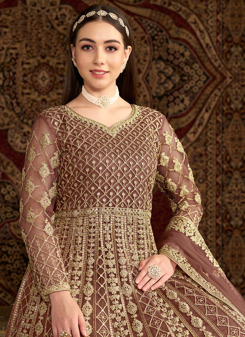 Rose Pink Traditional Embroidery Wedding Anarkali Suit