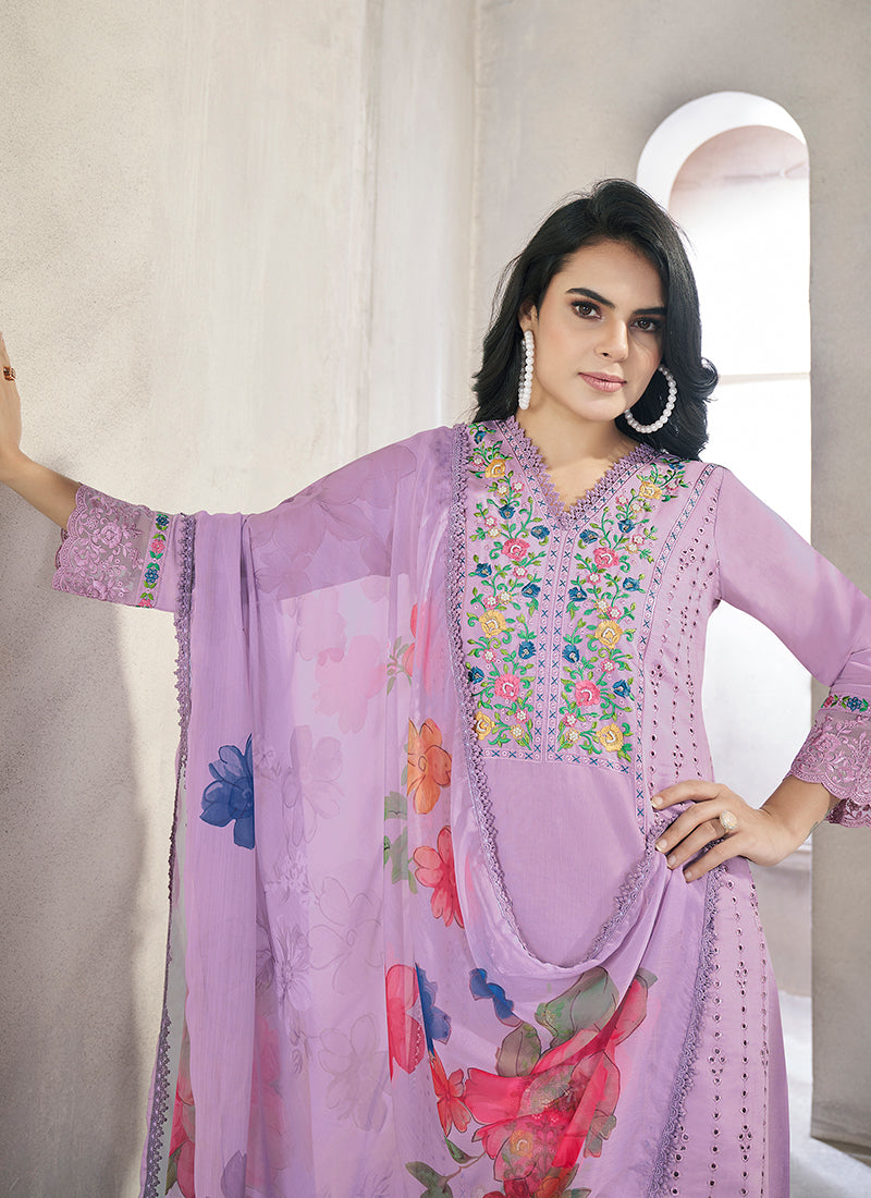 Purple Multi Embroidery Chikankari Pakistani Salwar Kameez