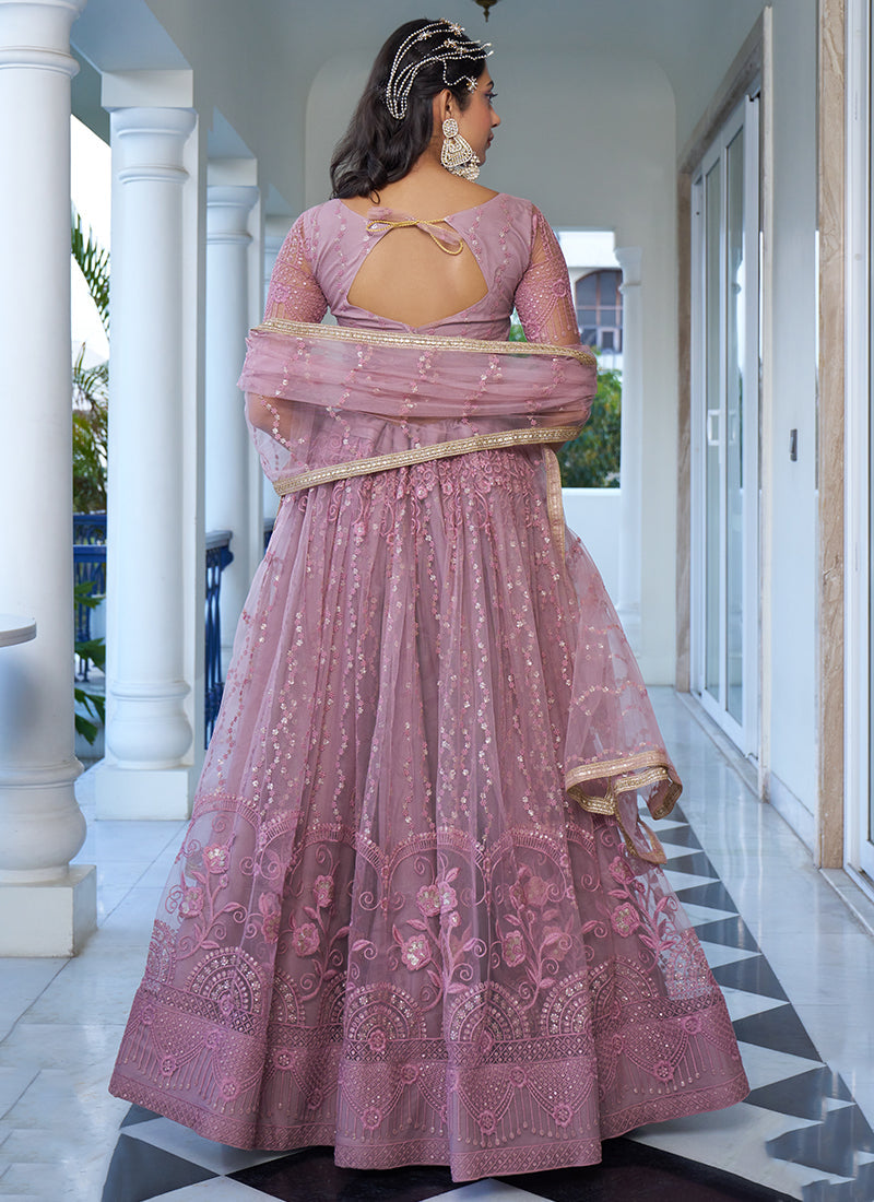 Purple Embroidery Wedding Lehenga Choli