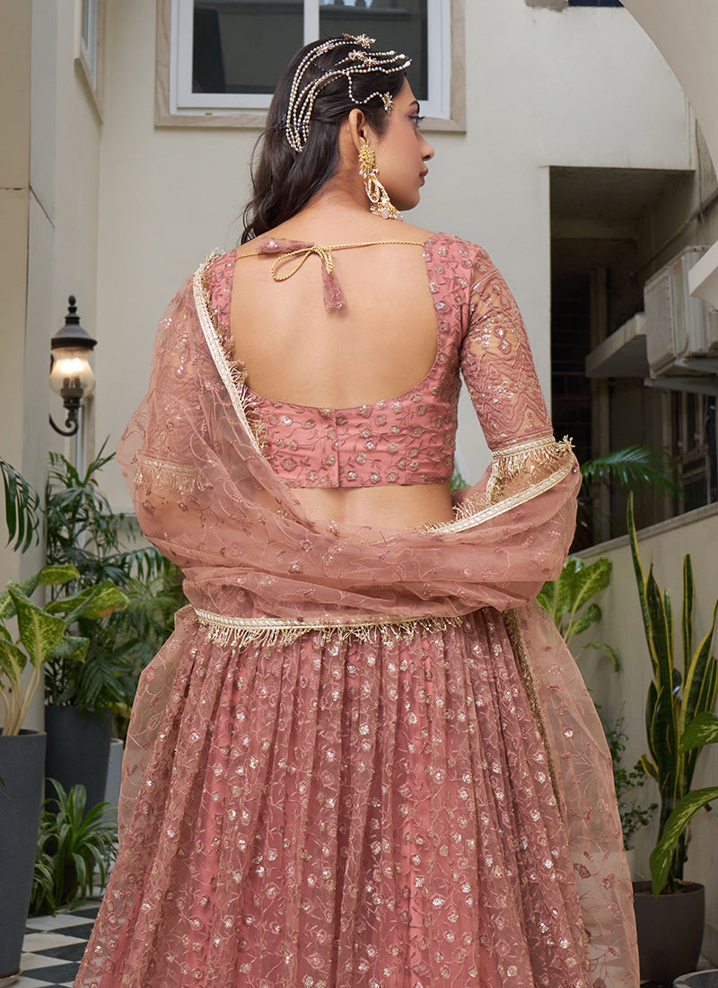 Rust Red Embroidery Wedding Lehenga Choli