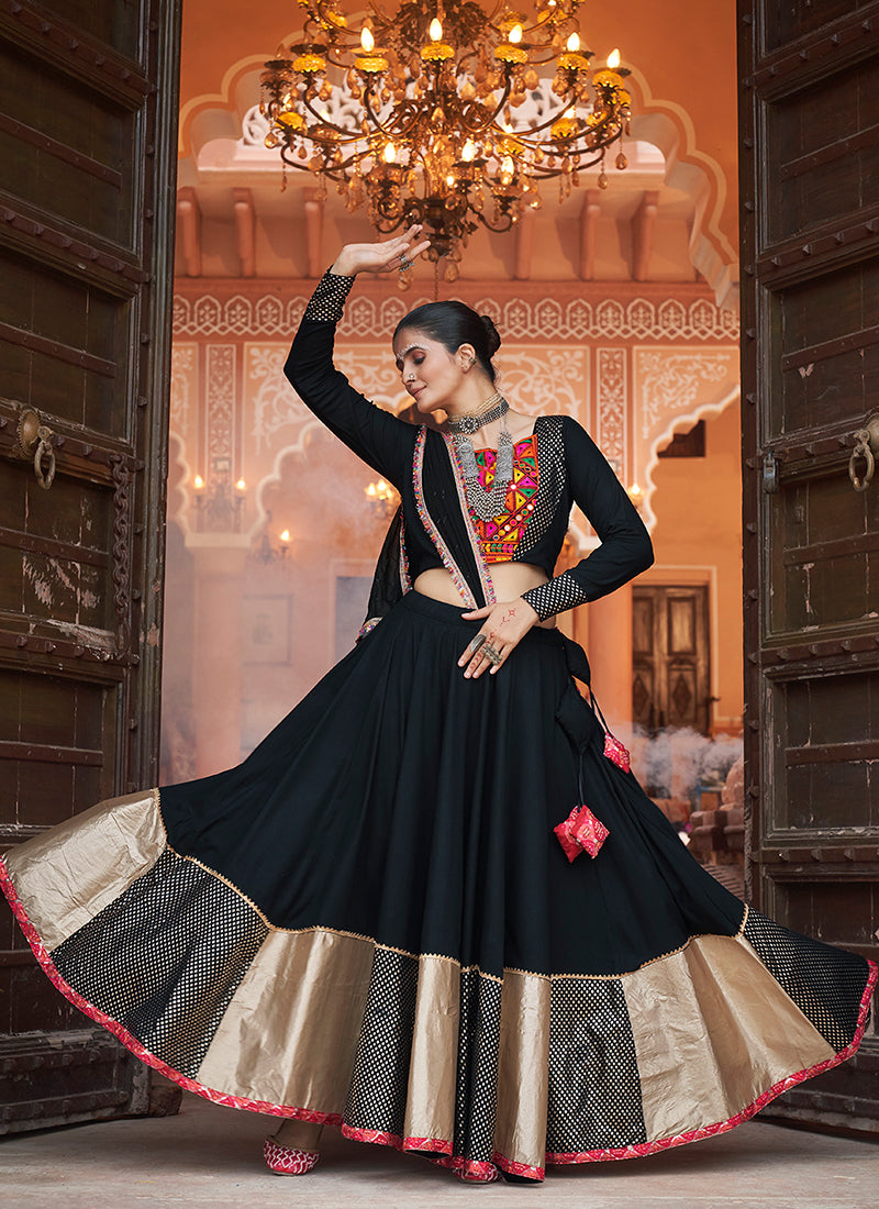 Black Multi Kutchi Embroidered Navratri Chaniya Choli