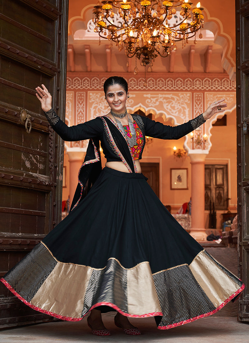 Black Multi Kutchi Embroidered Navratri Chaniya Choli