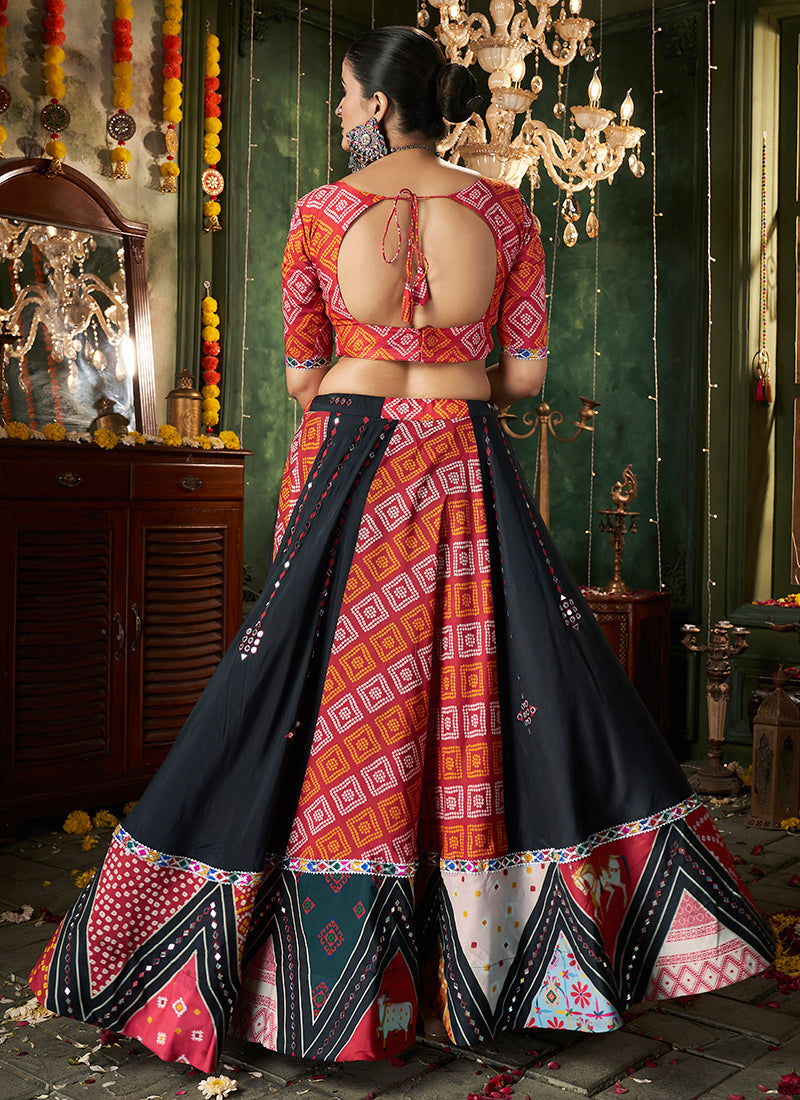 Black And Red Kutchi Embroidered Rajwadi Chaniya Choli