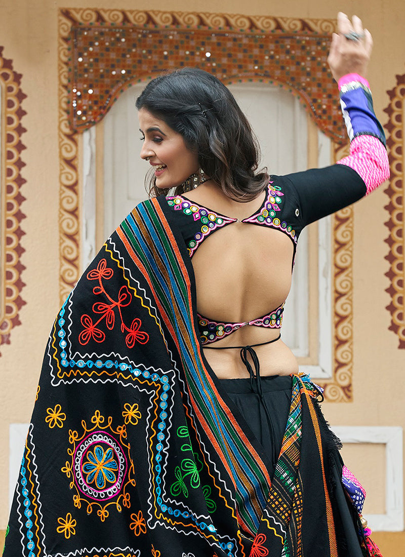 Black Multi Kutchi Embroidered Navratri Chaniya Choli