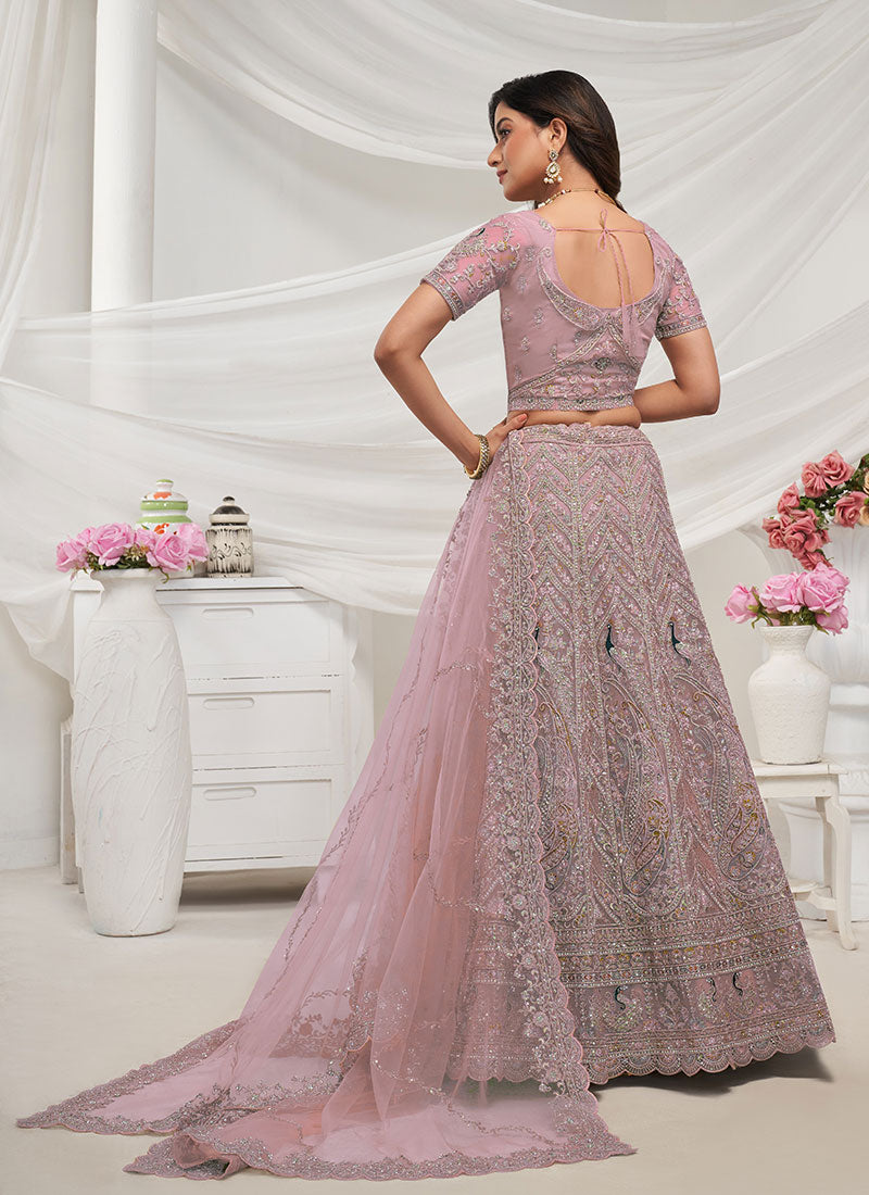 Mauve Purple Multi Embroidery Wedding Style Lehenga Choli