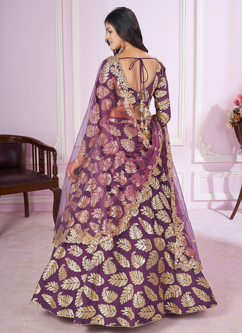 Purple Sequence Embroidery Traditional Festive Lehenga Choli