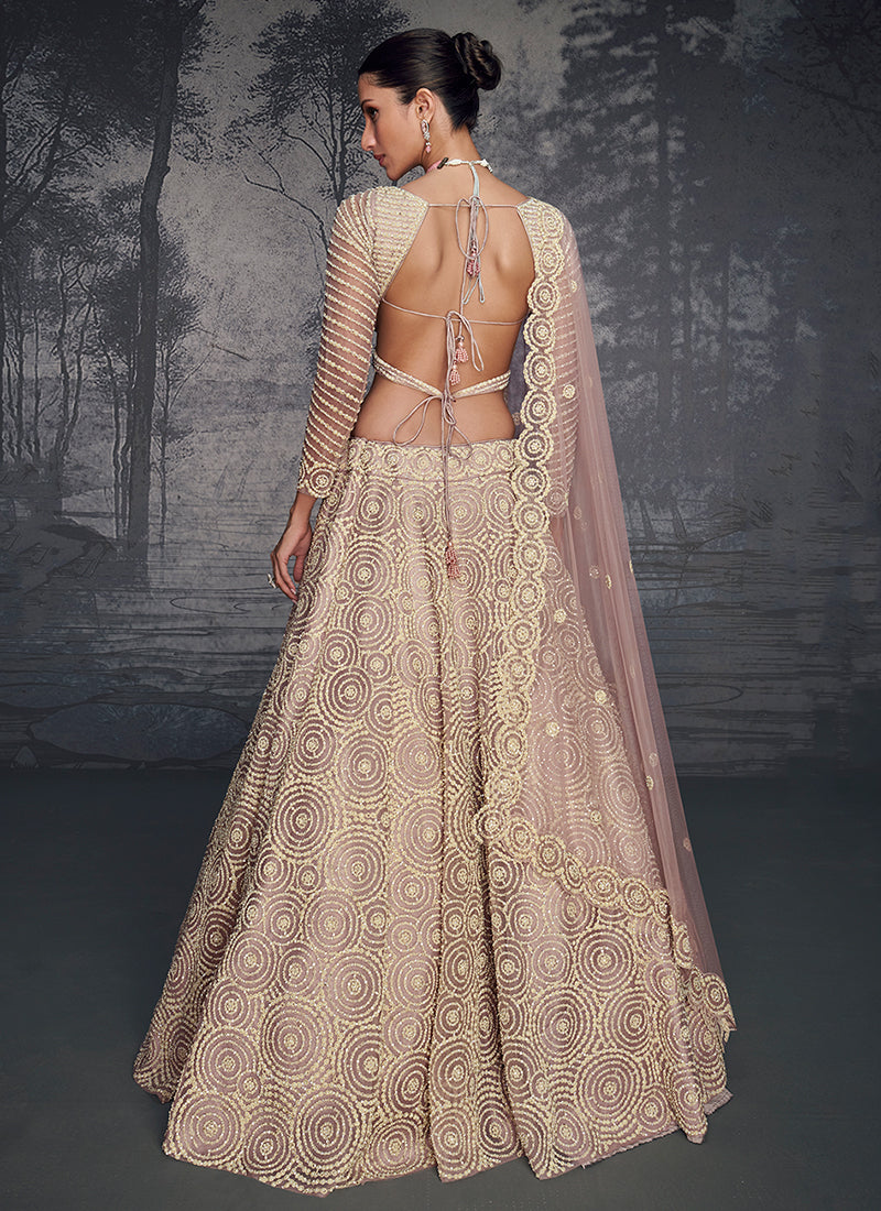 Lilac Purple Traditional Embroidered Bridal Lehenga Choli