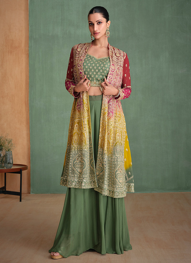 jacket style sharara suit - sharara suit - sharara suit collection - jacket sharara