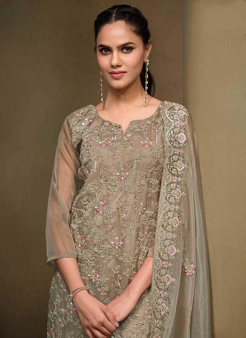 Copper Beige Multi Embroidered Pakistani Pant Style Suit