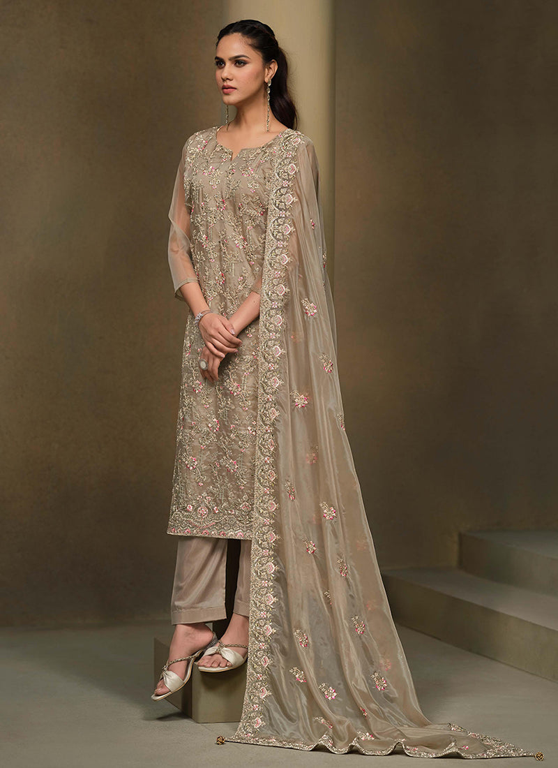 Copper Beige Multi Embroidered Pakistani Pant Style Suit