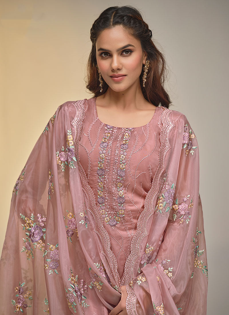 Rose Pink Multi Embroidery Pakistani Salwar Kameez Suit