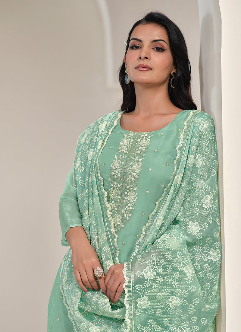 Sea Green Embroidery Pakistani Salwar Kameez Suit