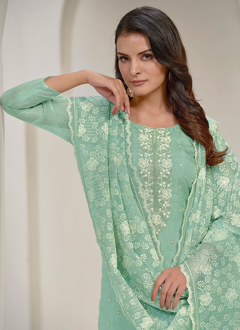 Sea Green Embroidery Pakistani Salwar Kameez Suit