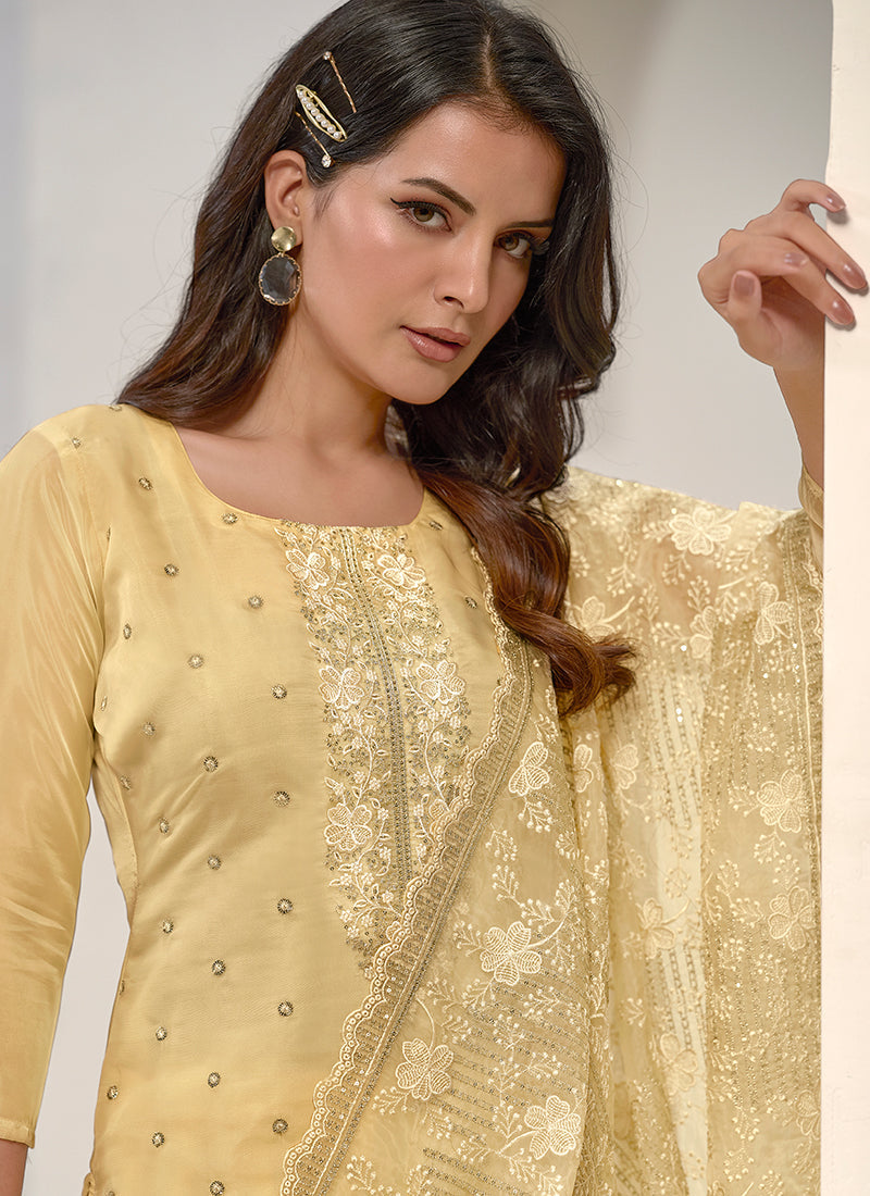 Yellow Embroidery Pakistani Salwar Kameez Suit