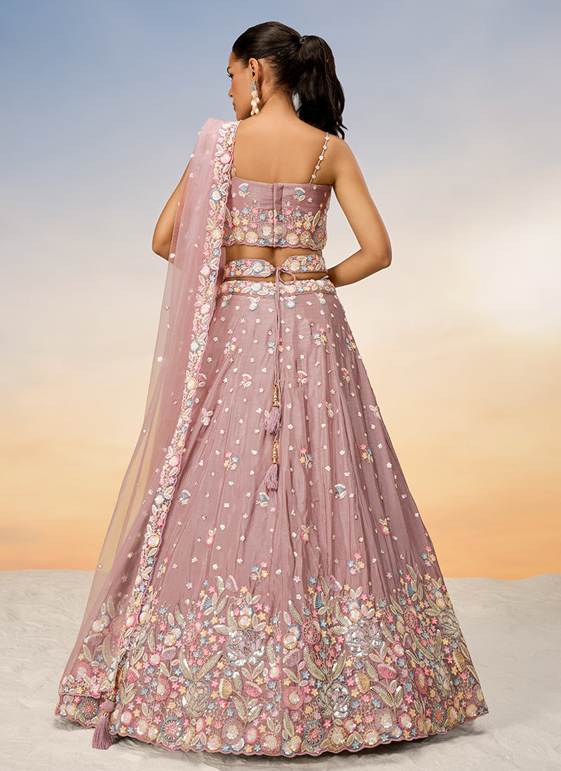 Blush Pink Multi Embroidery Bridal Lehenga Choli