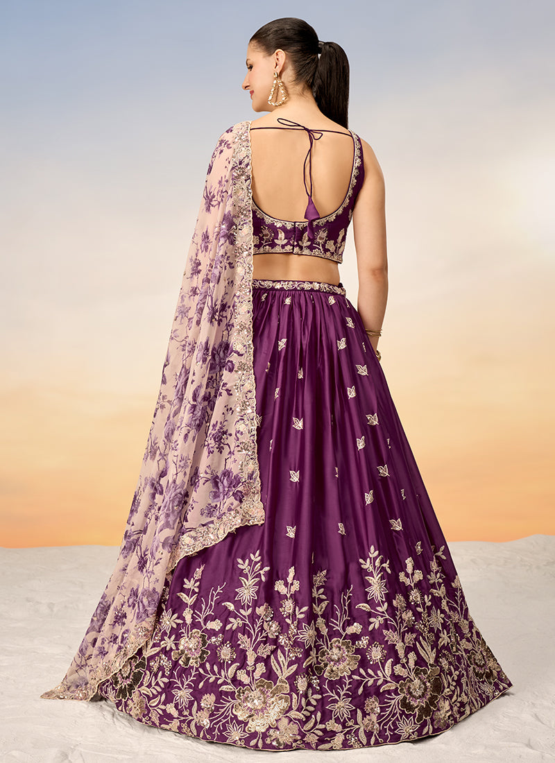 Burgundy Multi Embroidery Bridal Lehenga Choli