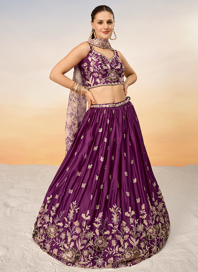 Burgundy Multi Embroidery Bridal Lehenga Choli