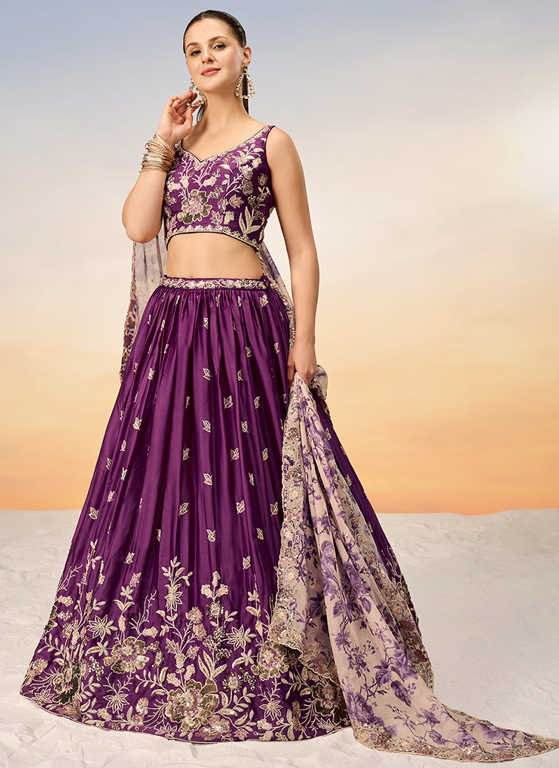 Burgundy Multi Embroidery Bridal Lehenga Choli