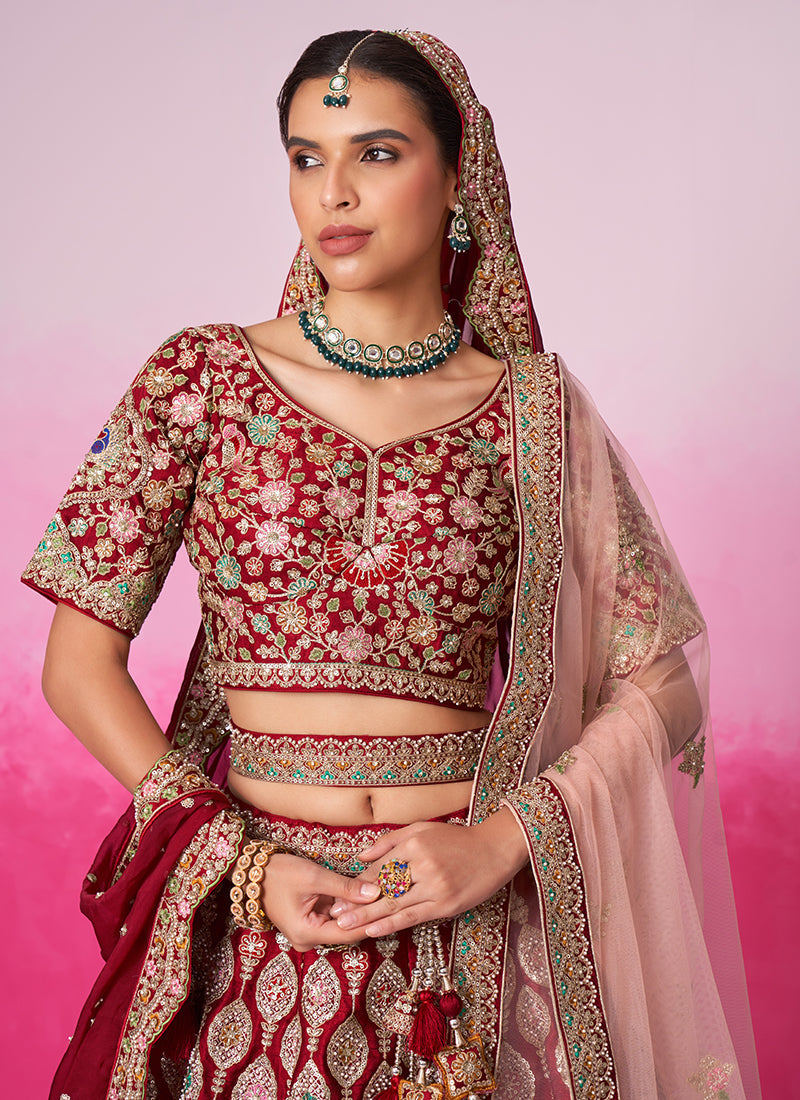 Bridal Red And Gold Embroidered Bridal Lehenga Choli